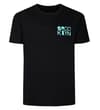 Front view of black T-shirt with small Brooklyn chest print.